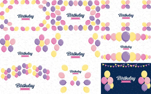 Vector Illustration Ahappy Birthday Celebration Background Balloons Banner Confetti Greeting — 图库矢量图片