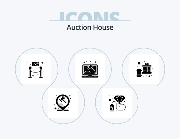 Auction Glyph Icon Pack Icon Design Gift Legal Art Law — Διανυσματικό Αρχείο