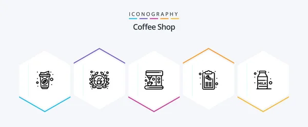 Coffee Shop Line Icon Pack Including Coffee Menu Coffee List — Stock Vector