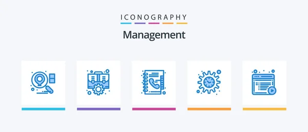 Management Blue Icon Pack Including Documents Article Book Time Management — Stock Vector