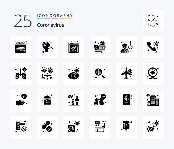 Coronavirus Solid Glyph Icon Pack Including Virus Travel Browser Ship — Image vectorielle