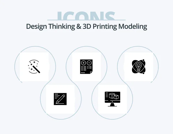 Design Thinking Printing Modeling Glyph Icon Pack Icoon Design Atoom — Stockvector