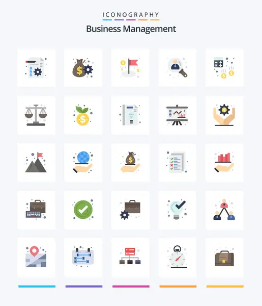 Creative Business Management Flat Icon Pack Zoals Audit Zoeken Een — Stockvector
