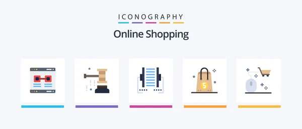 Online Shopping Flat Icon Pack Including Money Bag Sale Transfer — Stock Vector