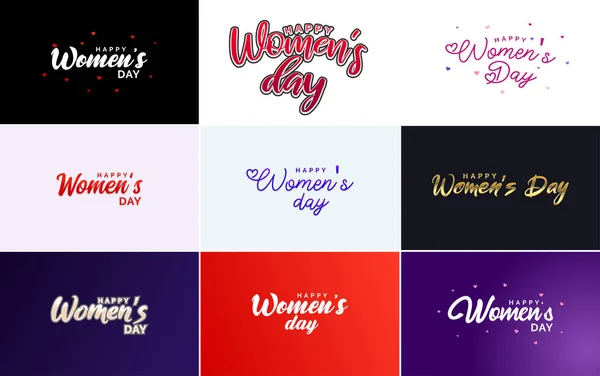International Women Day Vector Hand Written Typography Background Gradient Color — Stock Vector