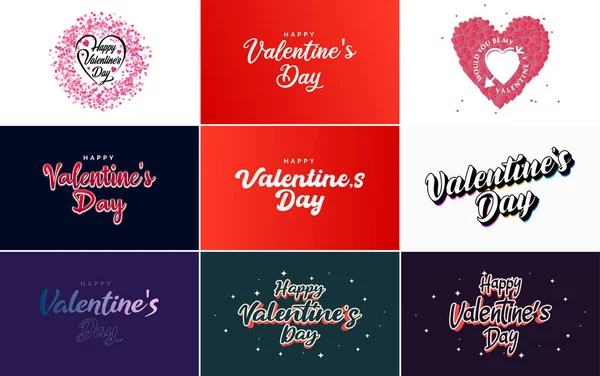 Happy Valentine Day Greeting Card Template Romantic Theme Red Color — Stok Vektör