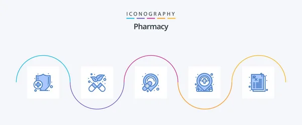 Pharmacy Blue Icon Pack Including Pharmacy Bandage Medicine Location — Stock Vector