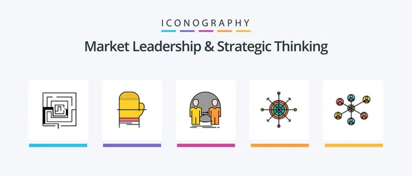 Market Leadership Strategic Thinking Line Filled Icon Pack Including Invoice — Vector de stock