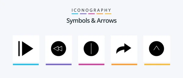 Symbolen Pijlen Glyph Pictogram Pack Inclusief Nog Een Keer Creatieve — Stockvector