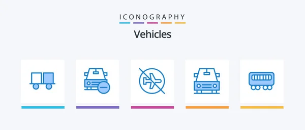 Vehicles Blue Icon Pack Including Passenger Car Sign Flying Creative — Wektor stockowy