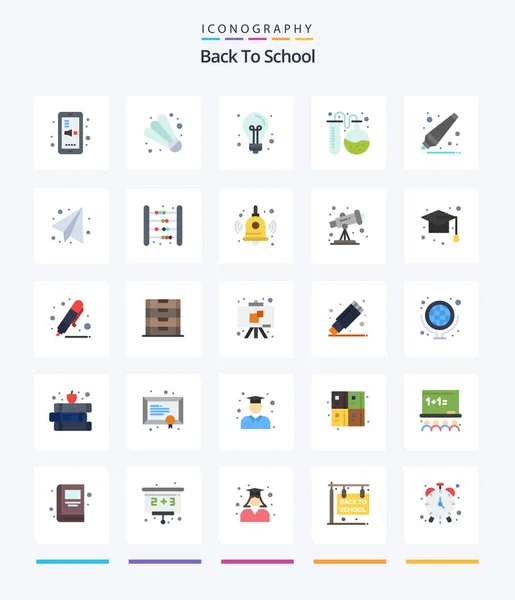 Creative Back School Flat Icon Pack Zoals Onderwijs Onderwijs Creatief — Stockvector
