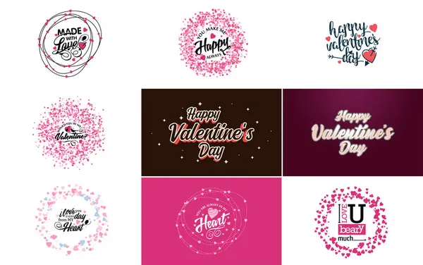 Happy Women Day Lettering Typography Poster Heart International Woman Day — Archivo Imágenes Vectoriales