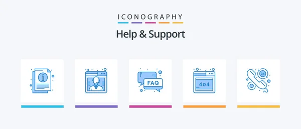 Help Support Blue Icon Pack Including Faq Web Faq Error — ストックベクタ
