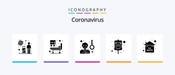 Coronavirus Glyph Icon Pack Including Risk Packet Bottle Temprature Creative — Image vectorielle