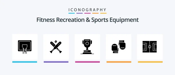 Fitness Recreation Sports Equipment Glyph Icon Pack Including Football Protective — Vector de stock