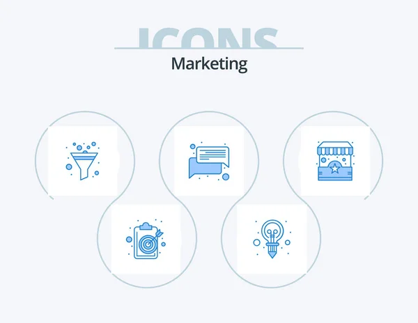 Marketing Blue Icon Pack Icon Design Shop Message Light Talk — Stockvector