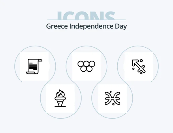 Greece Independence Day Line Icon Pack Icon Design Greek Ireland – Stock-vektor