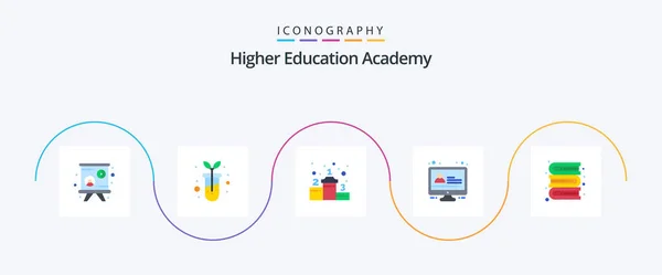 Academy Flat Icon Pack Including Success Library Books — Vector de stock