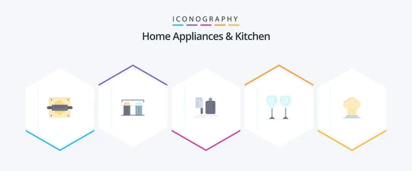 Home Appliances Kitchen Flat Icon Pack Including Cap Drink Chopper — Stok Vektör