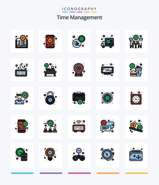Creative Time Management Paquete Iconos Líneas Como Tiempo Cena Pareja — Vector de stock