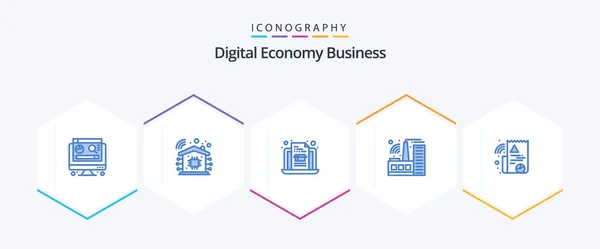 Digital Economy Business Blue Icon Pack Including Economy File Digital — ストックベクタ