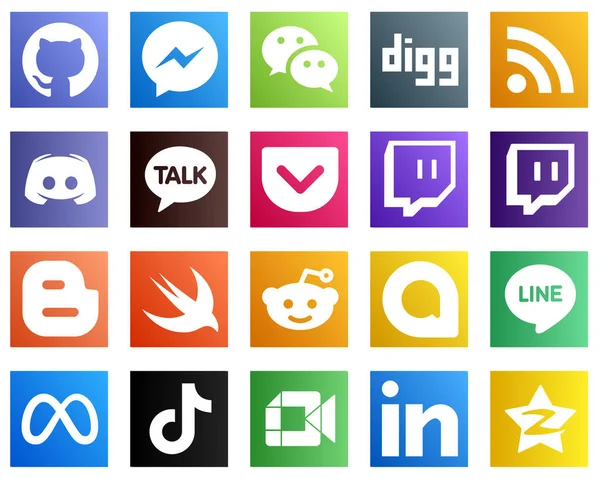 High Quality Social Media Icons Blog Twitch Feed Pocket Icons — Stock Vector