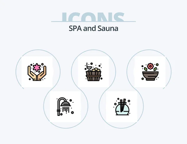 Sauna Line Filled Icon Pack Icon Design Tag Spa Sign — Stock Vector