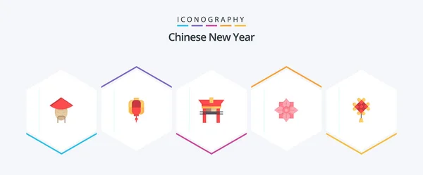 Chinese New Year Flat Icon Pack Including Newyear New Newyear — Stock Vector