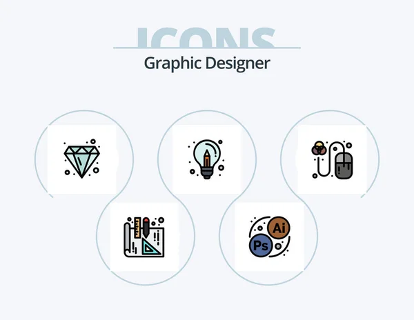 Diseño Gráfico Línea Diseño Rellenado Icon Pack Icon Design Imagen — Archivo Imágenes Vectoriales
