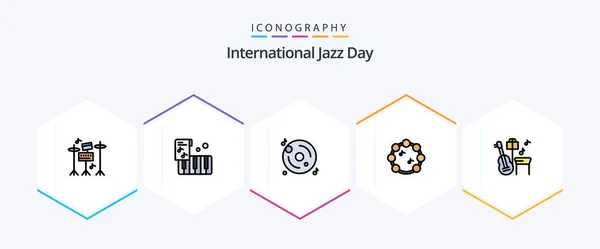 International Jazz Day Filledline Icon Pack Including Song Music Music — Stock Vector