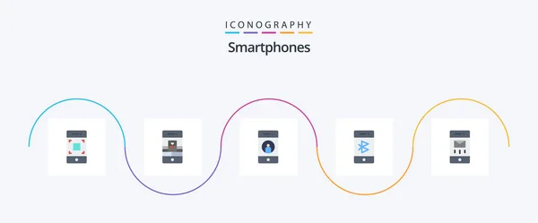 Smartphones Flat Icon Pack Including Mobile Communication Webcam Bluetooth Mobile — ストックベクタ