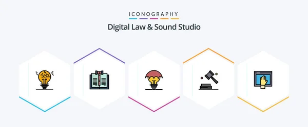 Digital Law Sound Studio Filledline Icon Pack Including Digital Business — Stock Vector