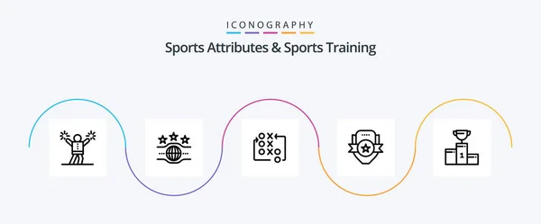 Sports Atributes And Sports Training Line 5 Icon Pack Including sport. emblem. game. club. tactical