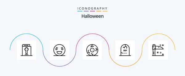 Halloween Line Icon Pack Including Halloween Graveyard Eye Gravestone Death — vektorikuva