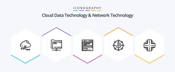 Cloud Data Technology Network Technology Line Icon Pack Including Computing — Wektor stockowy