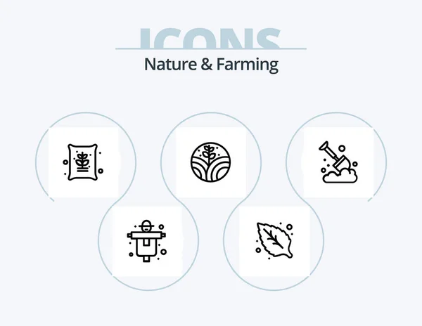 Nature Farming Line Icon Pack Icon Design Plant Farming Farm — Stock Vector