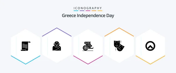 Greece Independence Day Glyph Icon Pack Including Seurity Theater Horses — Stock Vector