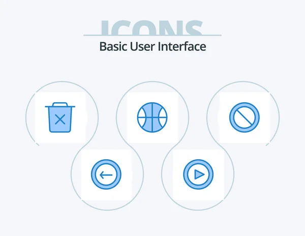 Basic Blue Icon Pack Icon Design Ban Set Basic Trash — Archivo Imágenes Vectoriales
