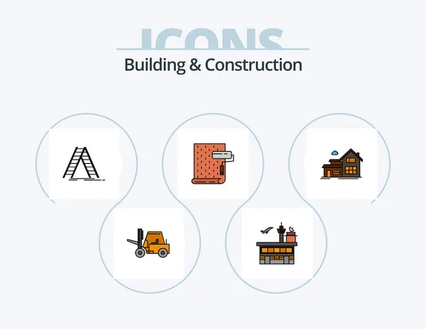 Building Construction Line Filled Icon Pack Icon Design Door Legal — Stok Vektör