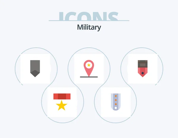 Military Flat Icon Pack Icon Design Placeholder Army Rank Military — Vector de stock