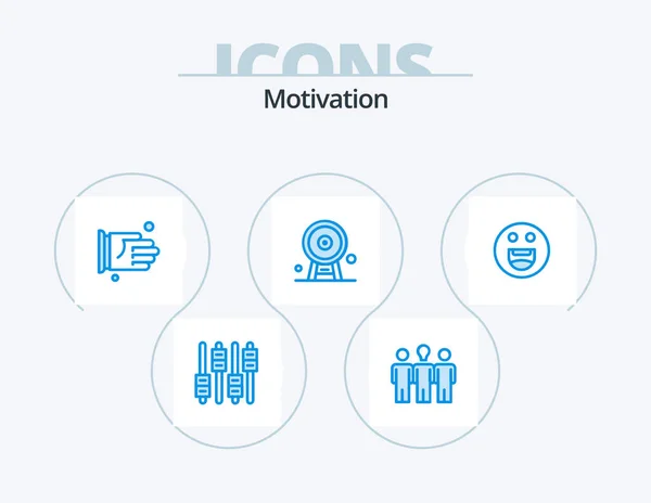 Motywacja Blue Icon Pack Projekt Ikony Tak Punkt Orientacyjny Ręka — Wektor stockowy