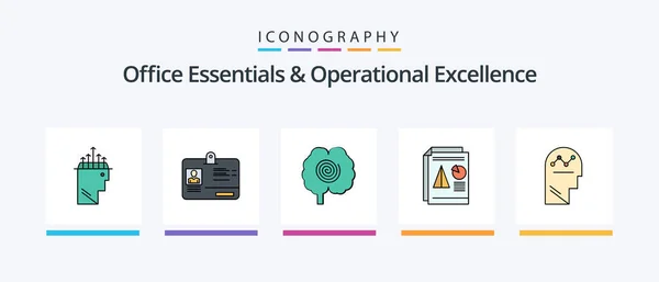 Office Essentials Operational Exellence Line Filled Icon Pack Including Reading — Stockový vektor