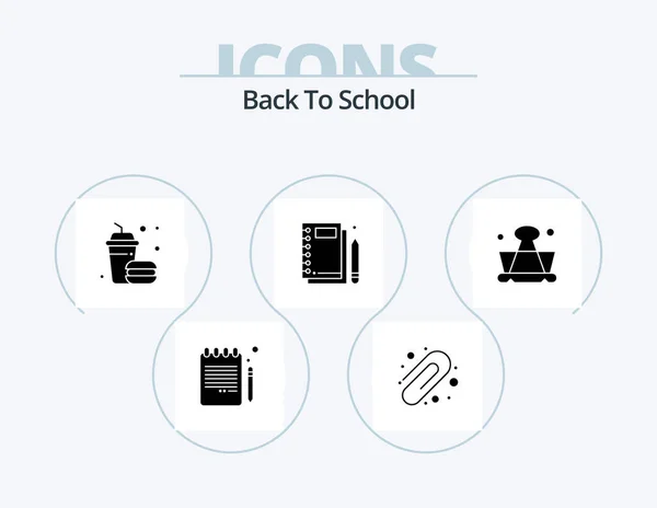 Back School Glyph Icon Pack Icon Design Education Writing Drink — ストックベクタ