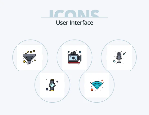 User Interface Line Filled Icon Pack Icon Design Unlock Portfolio — ストックベクタ