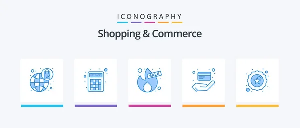 Shopping Commerce Blue Icon Pack Including Premium Credit Card Fire — Wektor stockowy