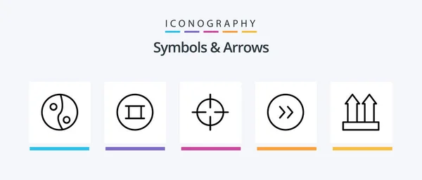 Symbols Arrows Line Icon Pack Including Symbols Sign Screen Oil — Stock Vector