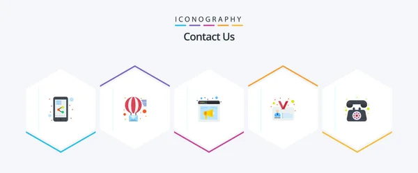 Contact Flat Icon Pack Including Phone User Internet Identity — ストックベクタ