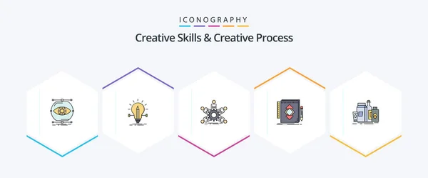 Creative Skills Creative Process Filledline Icon Pack Including Identity Design — Stock Vector