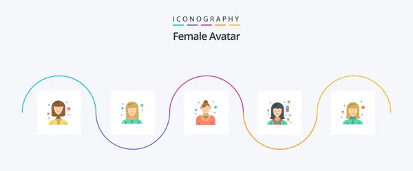 Female Avatar Flat Icon Pack Including Avatar Pharmacy Employee Medicine — Stock Vector
