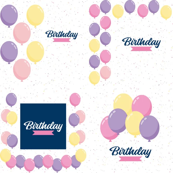 Happy Birthday Text Chalkboard Style Background Hand Drawn Elements Streamers — Vettoriale Stock